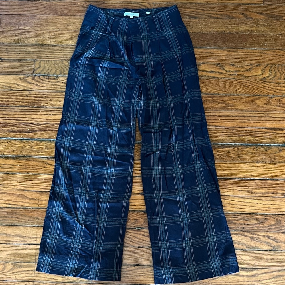 Vince Plaid Wide-Leg Pants
